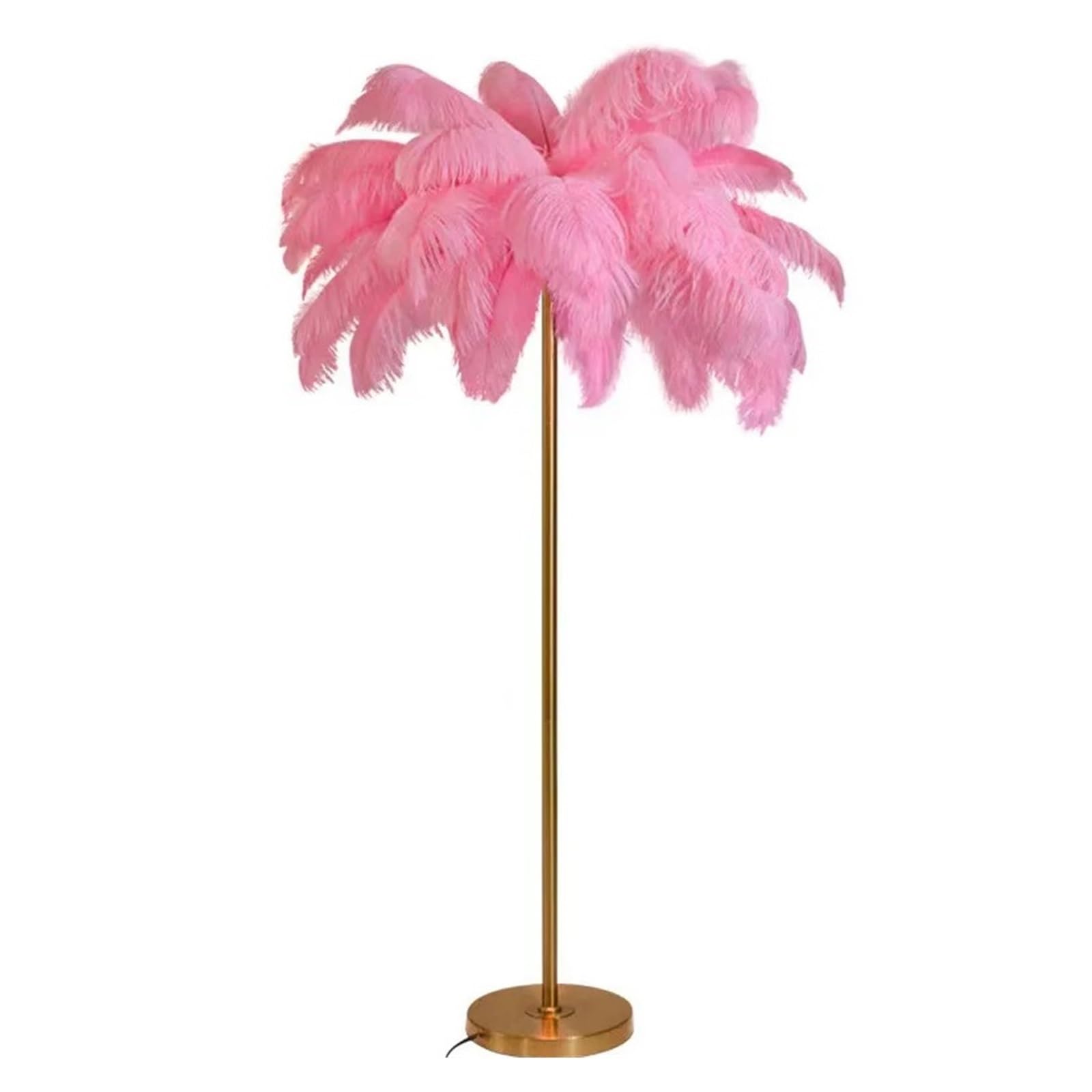 SMTYXS Nordic Ostrich Feather Floor Lamp Living Room Atmosphere Net Red Stand Light for Lighting Vintage Elegant Luxurious(Pink Floor lamp)