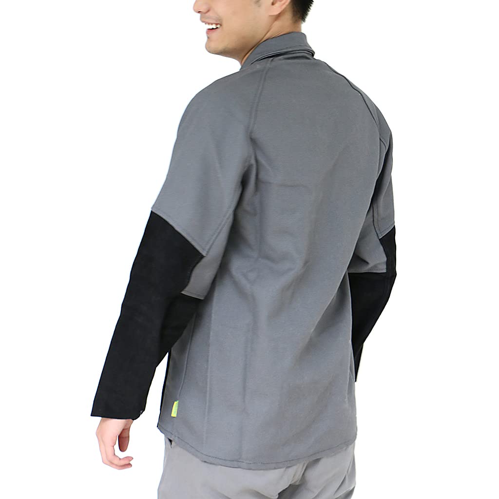 B Baosity Schweißerjacke Schweißerschutzjacke Arbeitsjacke Arbeitskleidung Berufsbekleidung, robust/entflammbar/flammfest - XL