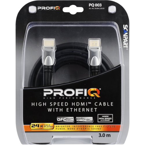 Scan Part 3990422003 Profi Q - Cable conector HDMI (doble revestimiento, cabezales dorados, 3 m, con Ethernet) Cover