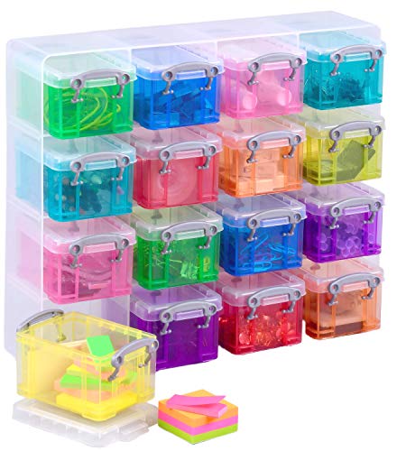 Really Useful Boîte de rangement 0.14 litre Organiseur – Couleurs assorties (Lot de 16) -P 0.3 Litre coleurs assorties