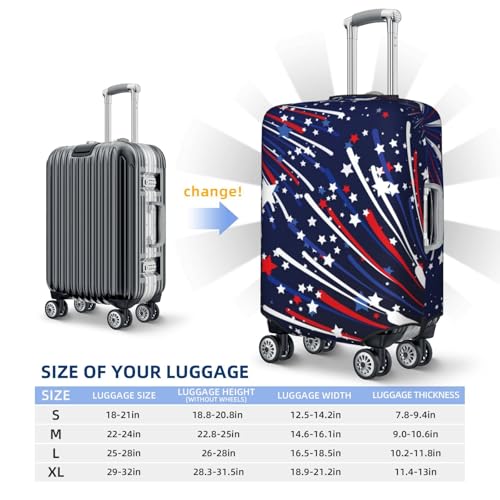 Red White Blue Fireworks 1 Print Luggage Cover For Suitcase,Washable Elastic Travel Suitcase Protector With Zipper Closure And Bottom Buckle – Fits 18-32" Luggage-Large4