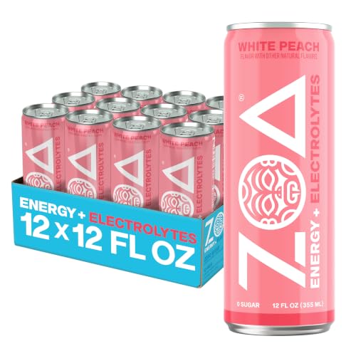 ZOA Zero Sugar Energy Drink, White Peach, 12 Pack, 12 Fl Oz Cans