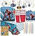 The Incredibles Birthday Party Supplies Bundle Pack Includes Lunch Plates, Cups, Napkins, Table Cover, Hanging Swirl Decorations (Bundle for 16)