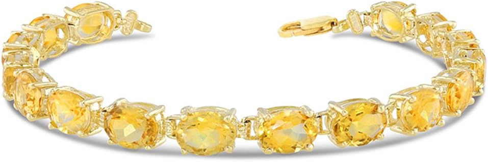 Fine 10k Yellow Gold Genuine Oval Citrine (8x6) Tennis Bracelet