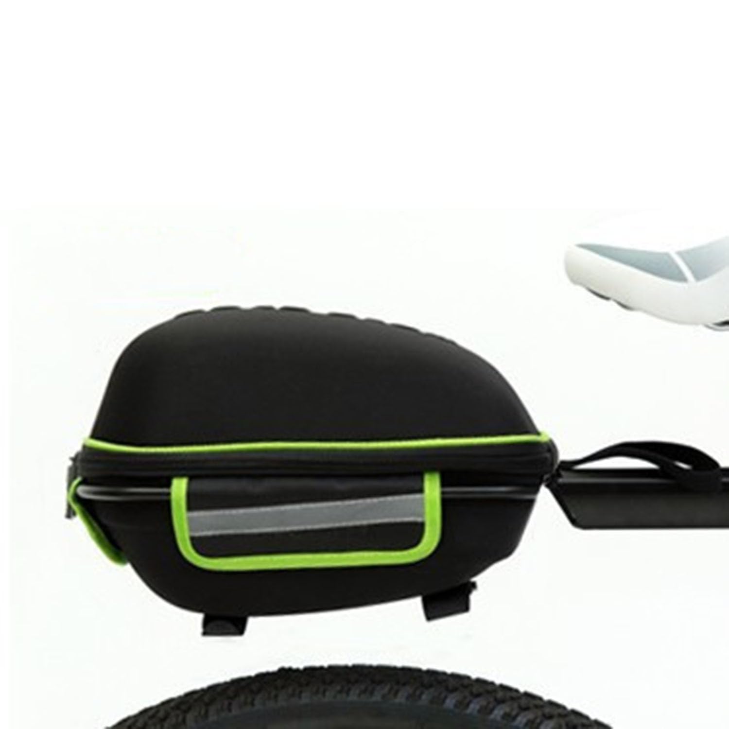 Torba na bagażnik rowerowy do Riese & Müller Cruiser Mixte 2021-Present Shell Quick Release, torba na bagażnik rowerowy, wodoodporna, z paskiem odblaskowym, czarno-zielona