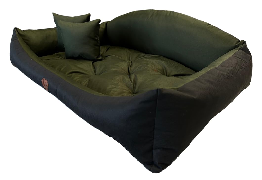 Dogs4Life Waschbar Orthopädisches Hundebett Hundekissen Hundesofa Hundekorb für Kleine Mittelgroße Grosse Hunde S - XXL Personalisiert mit Namen (XL, Khaki)