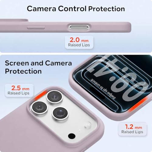 Image of DIZORO Compatible with (iPhone 17 Pro Max Case)(2025), Liquid Silicone 3 Layers Full Covered Soft Gel Rubber Phone Case,Shockproof Protective Cover with Anti-Scratch Microfiber Lining- Light Lilac