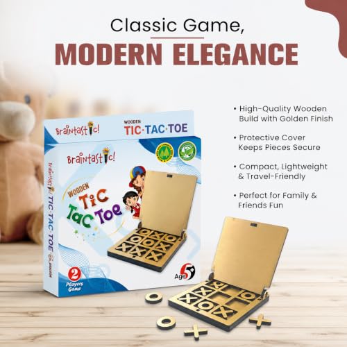 Image of Braintastic WoodenTIC TAC Toe Travel Board Game Learning & Creative Educational Intelligence Brain Games Toys for Kids (Pack of 8)