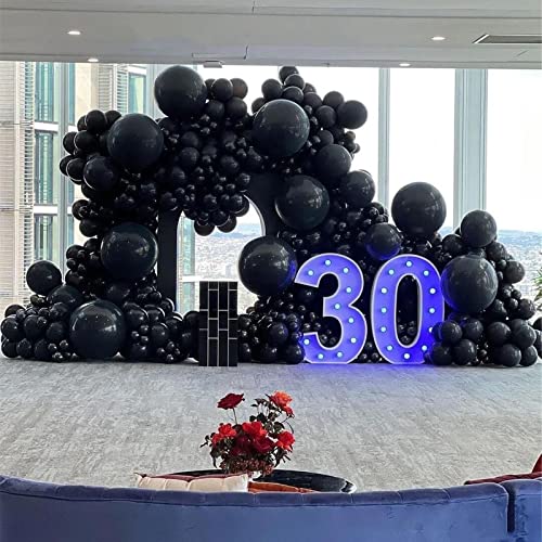 Image of 412pcs Black Balloons 18 12 10 5 Inch Black Balloon Garland Arch Kit Different Sizes Matte Latex Balloons for Baby Shower Birthday Wedding Party Decorations