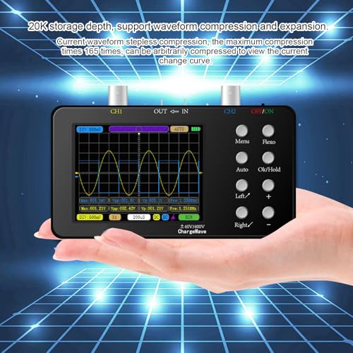 Digitales Oszilloskop, 2-in-1 Oszilloskop und Signalgenerator, 50 Ms/s Professional Handheld oszilloskop 2 kanal Digitaloszilloskop, mit 3,2-Zoll-LCD-Display für Reparatur der Elektronik Automobil
