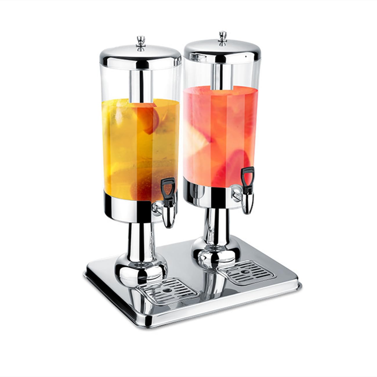 JYBNBBE Stainless Steel Drink Dispensers, 3L/6L/9L Beverage Dispenser with Centre Ice Core, Faucet and Drip Trays Juice Dispenser for Party/Weddings/Birthdays/Holidays/Reunions (Silver 6L)