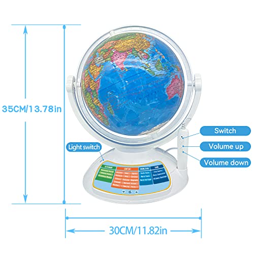 Mahgoub ON701 Intelligent Globe For Children'S Education(Stylus+App)13.78 Inch Talking Interactive Globe Early Childhood Learning Built-In Ar Globe Constellation Light,24 Functions Colorful thumb #3
