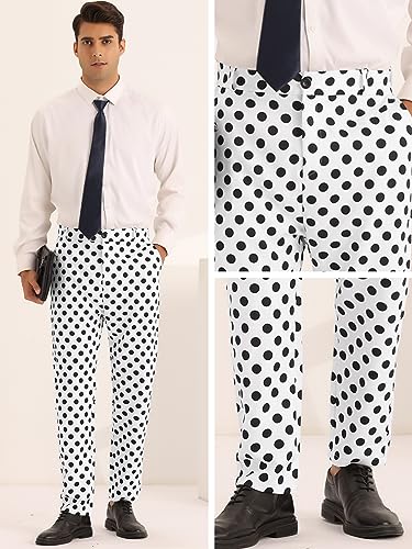 Lars Amadeus Polka Dots Dress Pants for Men's Big and Tall Flat Front Formal Printed Trousers4
