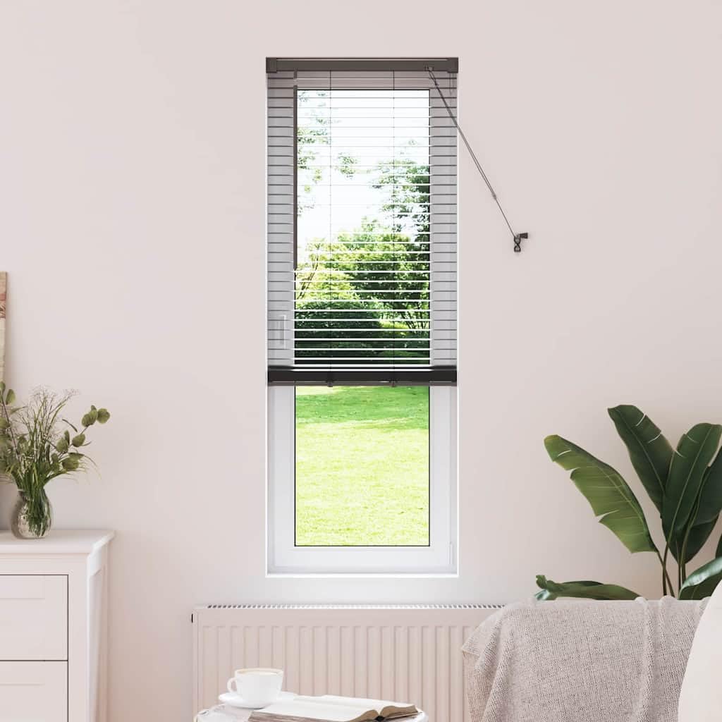 Fensterjalousie Mit Vorhängen, Aluminium Material, Matt Oberfläche, rollos für Fenster, rollos & jalousien, Geeignet für Wohnzimmer Schlafzimmer, Schwarz, 45 x 175 cm