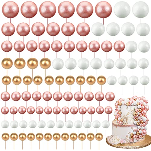 Tondiamo 108 Pcs Ball Cake Toppers, 5 Sizes for Cake Decorating, 7, A