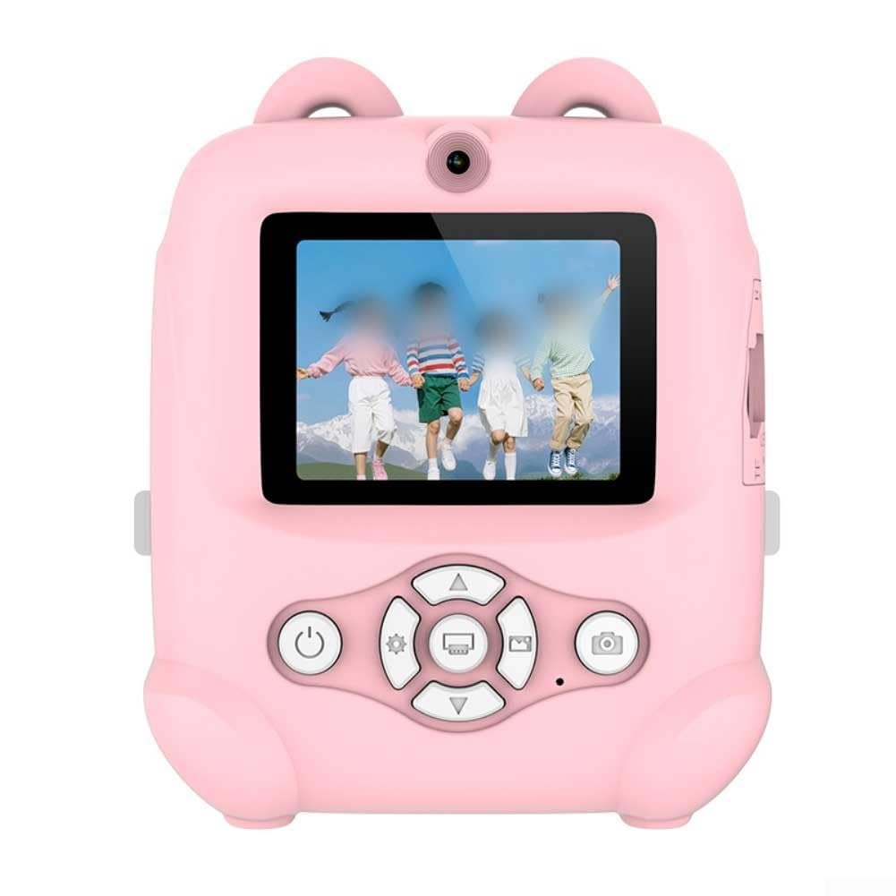 Aparat cyfrowy dla dzieci z nadrukiem fotograficznym, ekran HD 2,4", funkcja podwójnego aparatu, natychmiastowy druk termiczny bez tuszu, do 64 GB pamięci, różowy (zielony)