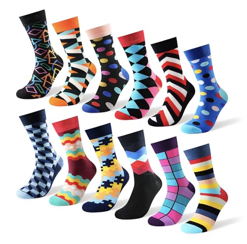 Chaussettes pour homme coton lot de 12 paires de chaussettes colorées funky