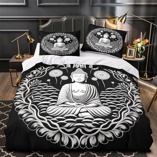 Housse de couette Bouddha microfibre anti-plis avec fermeture éclair pratique - 4