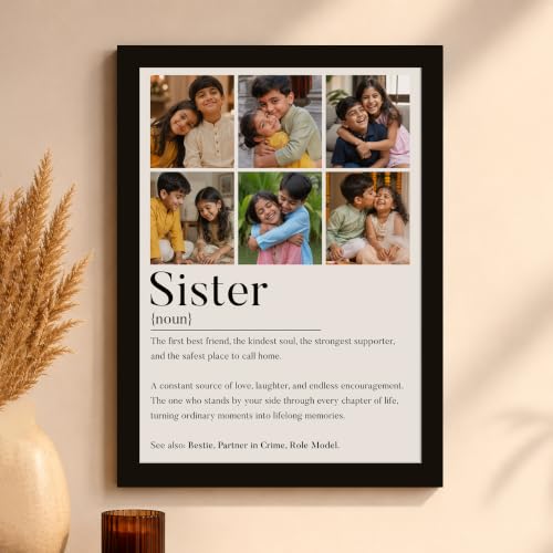 Image of Art Street Personalized Gift for Father, Dad Photo Frame | 6 Image Collage with Custom Text, Customized Photo Frame for Sister Rakhi, Wall Decor for Bedroom Living Room, A4 Size 8x12 Inch