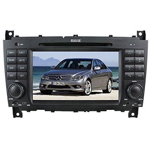 Rupse Sistema de navegación GPS, Radio con pantalla 7 pulgadas HD, pantalla táctil con control de volante Canbus Subwoofer salida Bluetooth RDS PIP Software de navegación y cámara de marcha atrás, Negro