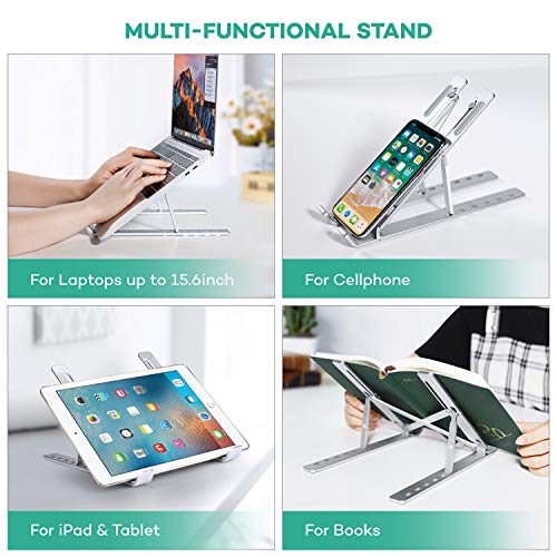 LEHOM-Laptop-Stand-Holder-for-Desk-Adjustable-Portable-Computer-Riser-Stand-Foldable-Aluminum-Notebook-Elevator-for-Mac-MacBook-Pro-Air-Lenovo-HP-Dell-More-10-to-156-inches-Laptops-Tablets