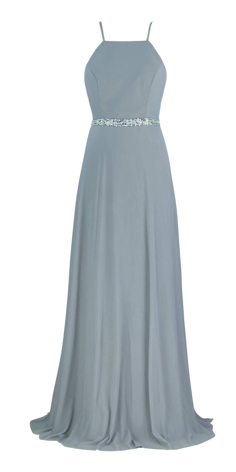 Women's Adjustable Spaghetti Straps Beaded Criss-Cross Open Back Tulle Sexy Formal Ball Evening Gown Long Dress