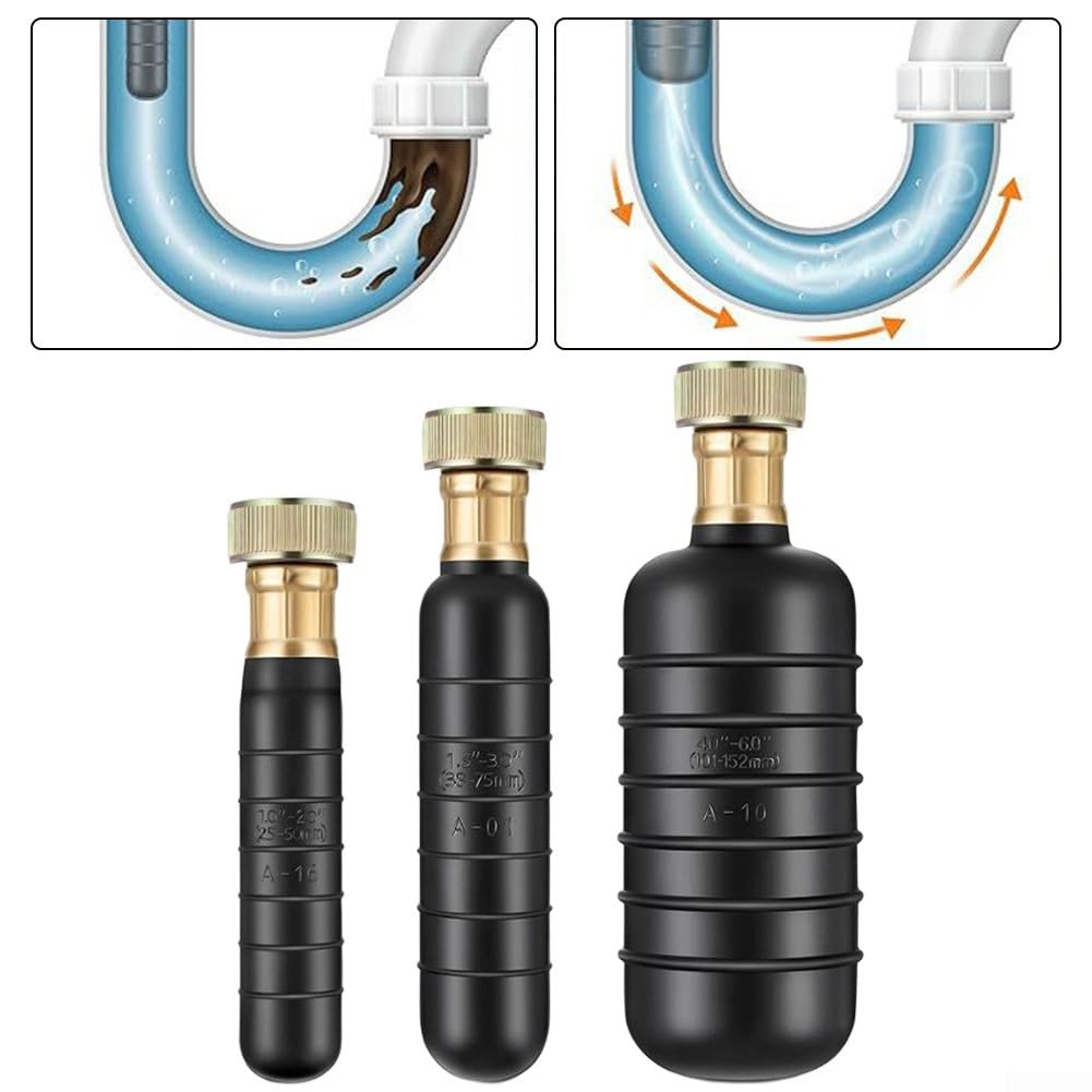 Vessie de vidange pour enlever les bouchons, kit de nettoyage de canalisations avec vessies en caoutchouc de 2,5 à 15,2 cm, outil de débouchage de tuyaux à pression d'eau très résistant pour la maison