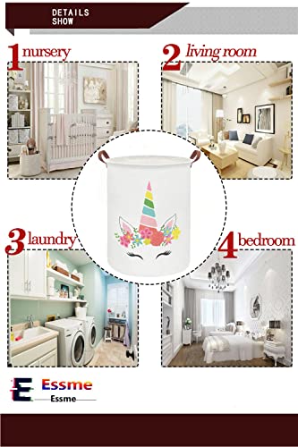 Image of Essme Kids Laundry Basket,Unicorn Hamper Collapsible Waterproof Storage Bin for Girls,Gift Baskets(Cute Unicorn)
