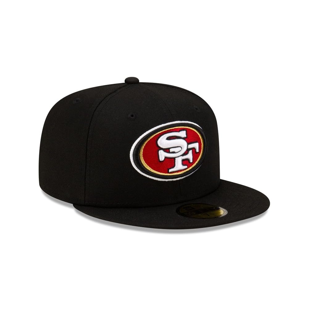 New Era NFL 59FIFTY San Francisco 49ers Black Team Color Logo Authentic Collection Fitted On Field Football Cap Hat
