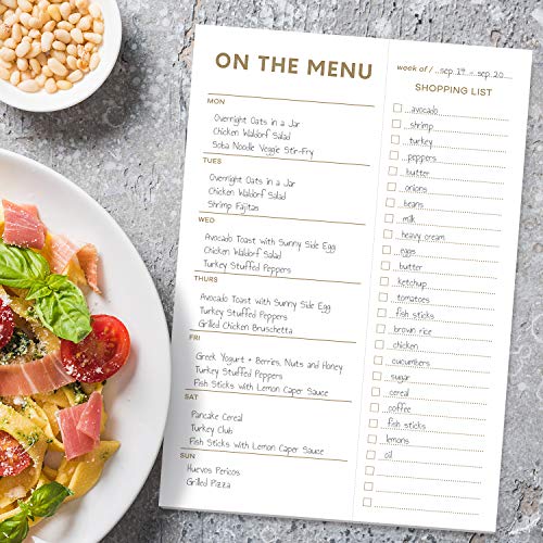 Sweetzer & Orange Gold Meal Planner And Grocery List Magnetic Notepad. 7X10” Meal Planning Pad With Tear Off Shopping List. Plan Weekly Menu Food For Weight Loss Or Dinner List For Family! #TOP6