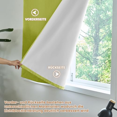 Jilron Selbstklebender Verdunklungsvorhänge, 100% Lichtundurchlässig,Ohne Bohren, Einfache Installation, Thermovorhang… – Ansicht 5