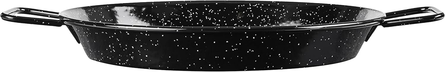 Padella per Spaghetti all'Assassina in Ferro Smaltato, Tegame Tradizionale Stile Paella, Nero con Puntini Bianchi, con Manici (36 cm) - 3
