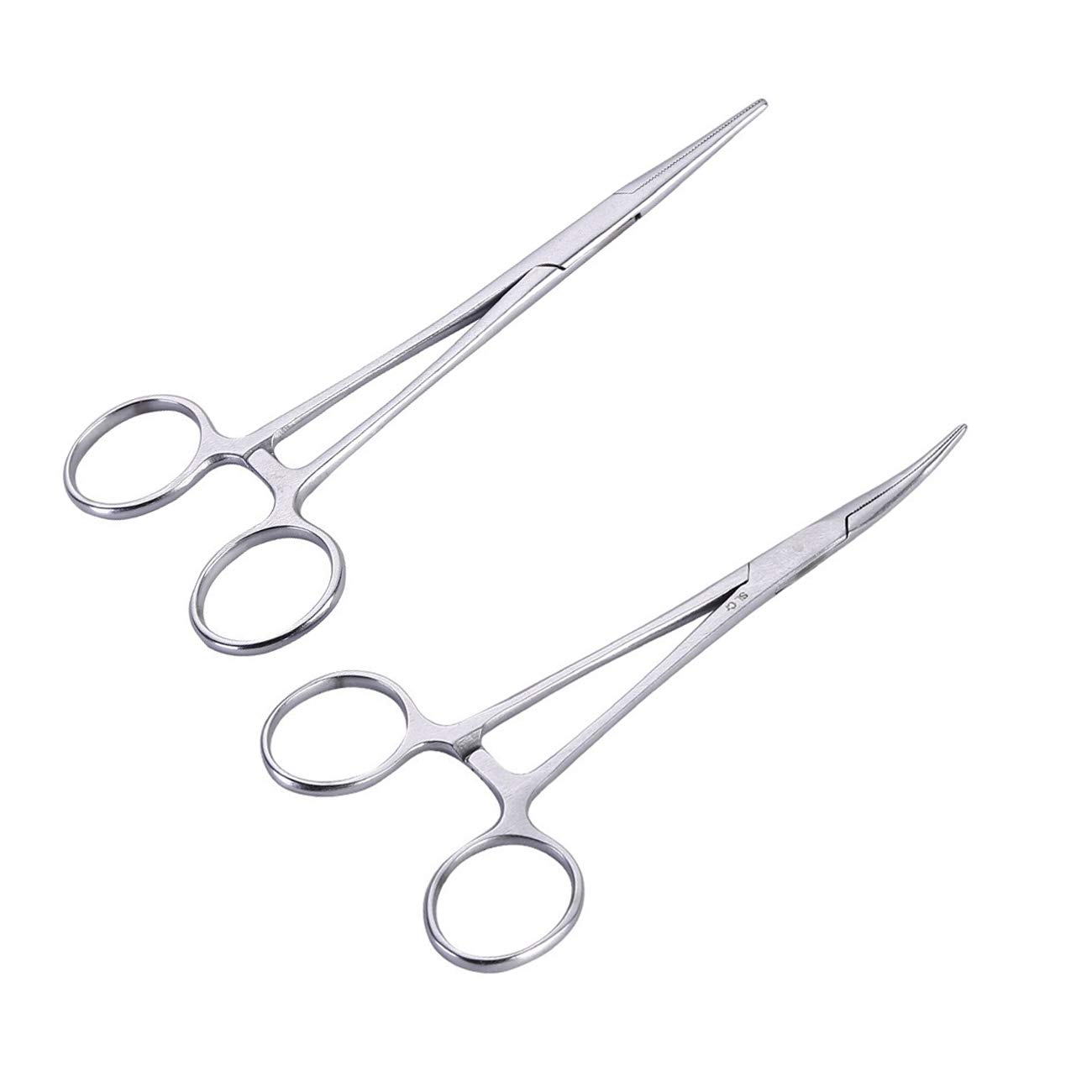 Abmro Sliver Fishing Hemostat Locking Clamp Forceps Fishing Scissors Curved Tip Fish Hook Remover Animal Anatomy(16Cm/6.3In)