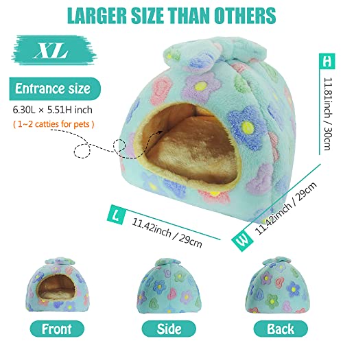 Image of HOMEYA Small Animal Pet Bed, Sleeping House Habitat Nest for Guinea Pig Hamster Hedgehog Rat Chinchilla Hideout Bedding Snuggle Sack Cuddle Cup Cage Accessories with Removable Washable Mat (Blue)