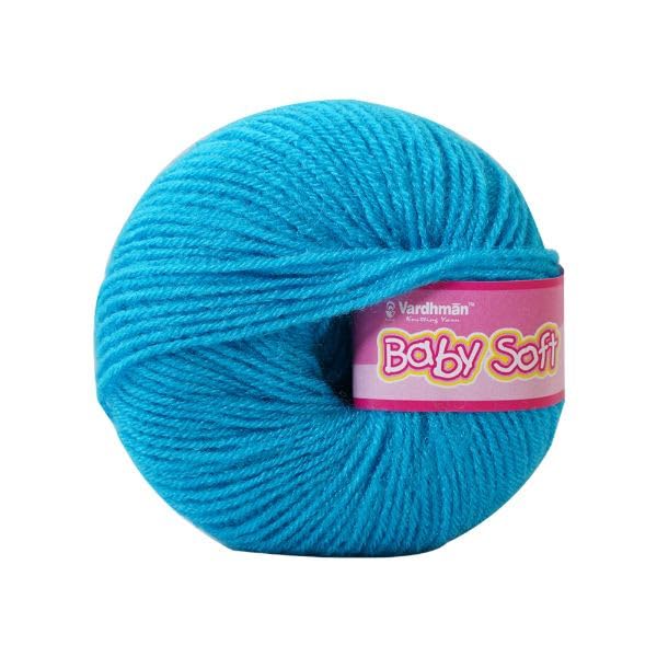 Vardhman Yarn Baby Soft Wool for Hand Knitting Fingering Crochet Hook 150gms,100% Acrylic Wool (Light Blue no. 23)