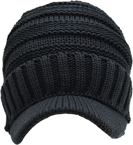 Image of C.C Trendy Warm Oversized Chunky Soft Oversized Ribbed Slouchy Knit Hat with Visor Brim