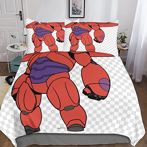 Baymax Juego De Funda Nórdica Impresa En 3D, Juego De Ropa De Cama De Microfibra Resistente Y...