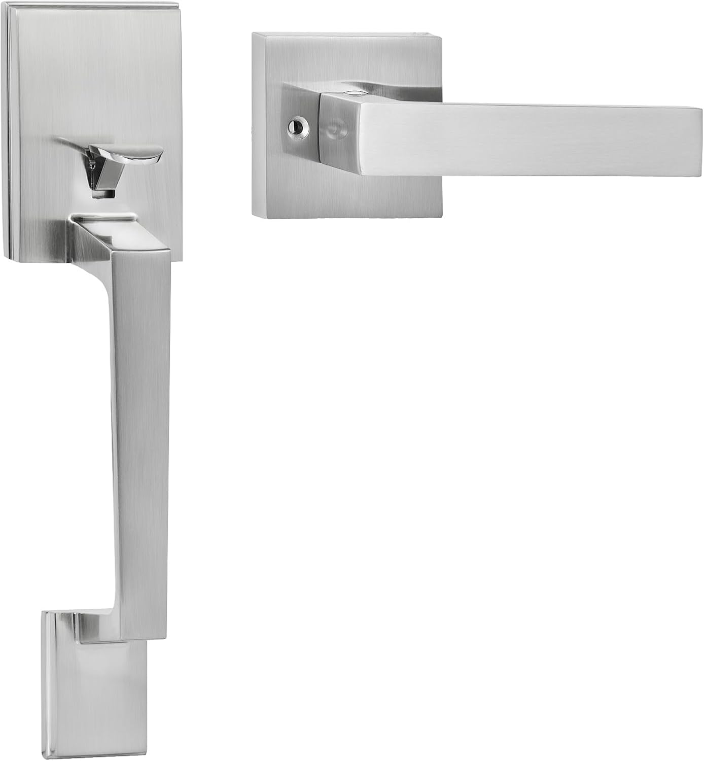 VEVOR Front Door Handle, Satin Nickel Square Handle Set with Lever Door