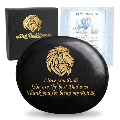 Faythory for Dad, Engraved Natural Stone “Dad Rock” Keepsake, Birthday Present from Daughter Son, Rock Gifts for Men, Unique Father Present with Card & Box, Grandpa Keepsake