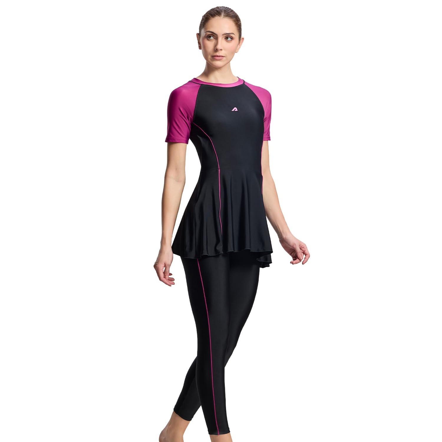 Boldfit Swimming Suit for Women 2 Piece Swim Suit Set, Full Body Swimming Costume,Stretchable Fit Swimwear,Ladies Swimsuit for Women Polyspandex Swimming Dress
