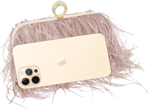 Miniatura 7 de Bolso de plumas de avestruz para mujer, bolsa de mano de avestruz, bolso de mano de plumas esponjosas, bolso de mano con flecos, bolso de noche