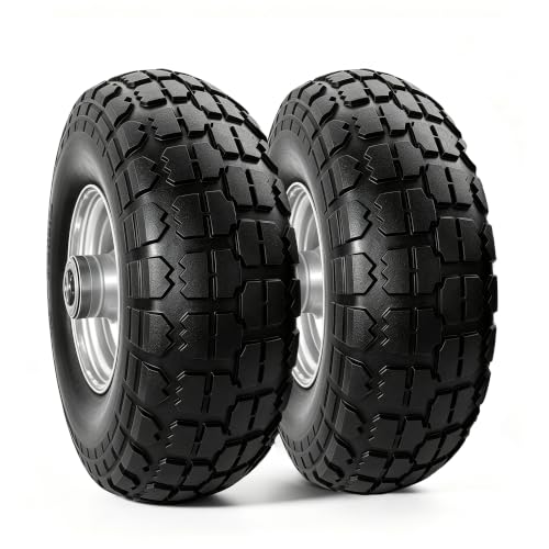 Atlantic 2-Pack 10-Inch 4.10/3.50-4 Solid PU Wheels with Flat Free Tire