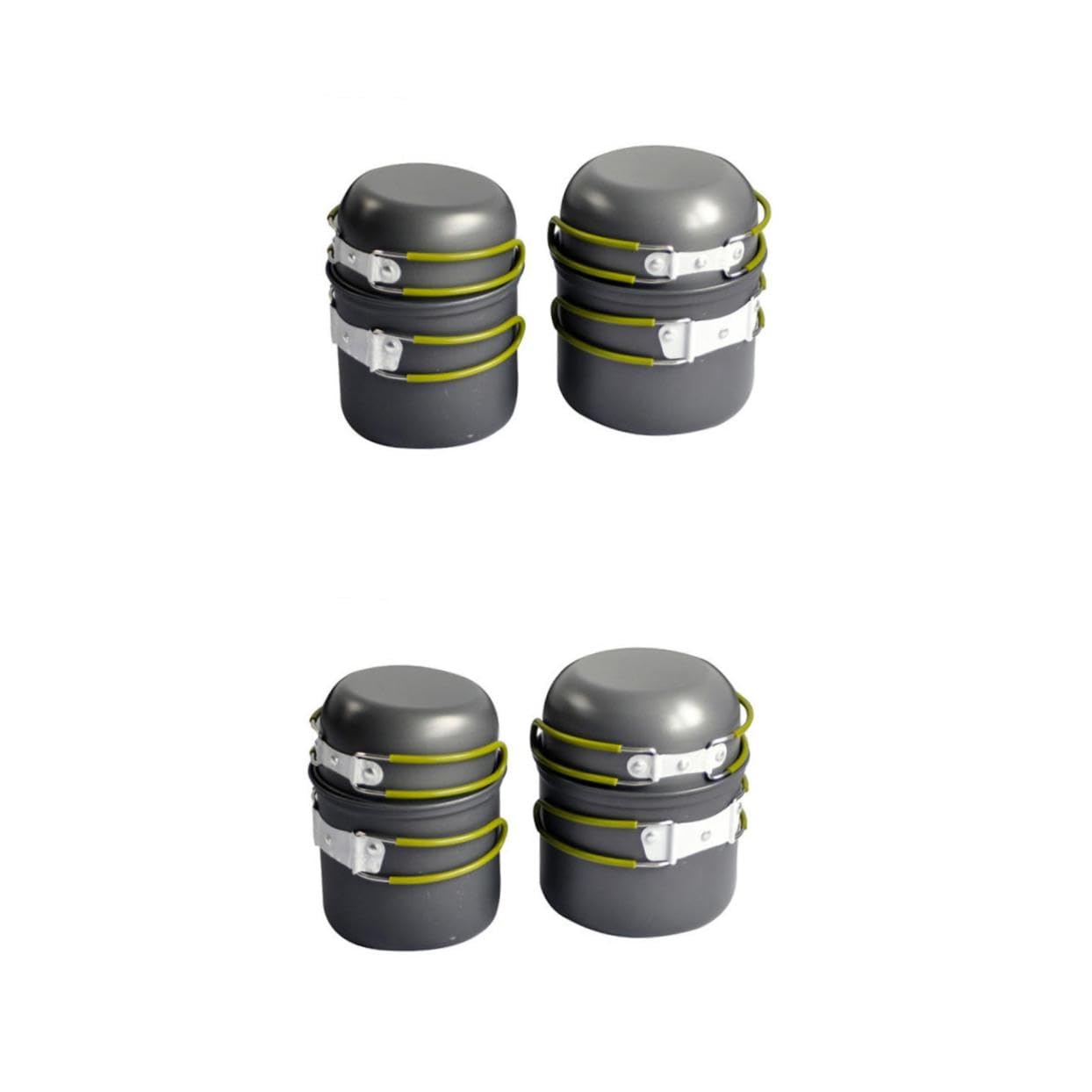 GANAZONO 2sets Portable Aluminium Alloy Camping Cookware Lightweight Cooking Pots for Outdoor Cooking Picnic Use Easy to Clean Carry for People