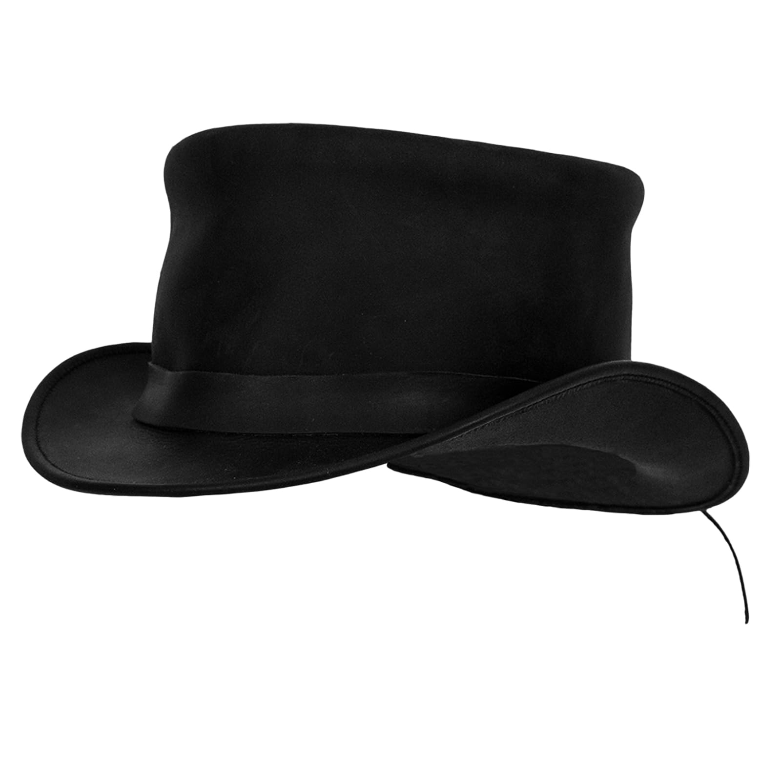 Genuine Leather Top Hat Fashion Gentleman Hat Black Deadman Top