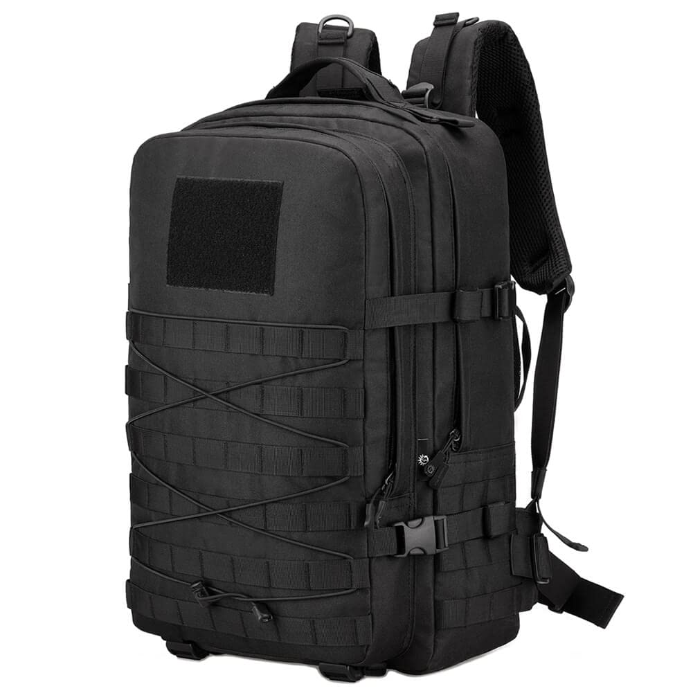 Taktischer Rucksack, 45 l, Wanderrucksack, Molle-Militär-Assault Pack, 43,2 cm (17 Zoll), Laptop-Rucksäcke, Reise, Tagesrucksack für Outdoor, Camping, Angeln, Trekking, Jagd, Schwarz