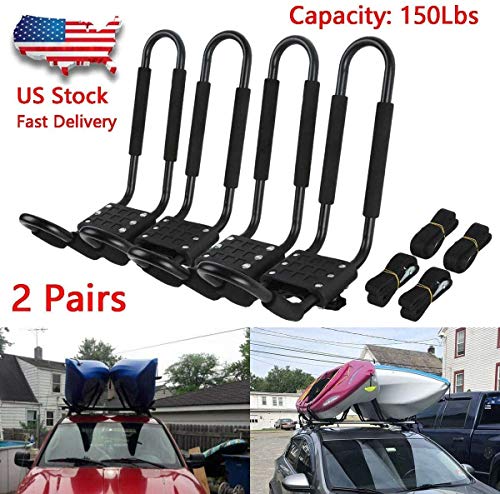 Tengchang J Bar Kayak Rooftop Racks, Kayak Carrier Boat Canoe Car SUV Top Mounted Racks