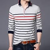 POLO MASCULINO DE ALTA CALIDAD: Diseño de cuello de contraste / Polo de golf de manga larga / Ajuste regular / Color sólido clásico / Tejido elástico de 4 vías / Rendimiento de tecnología seca rápida / División lateral / Placket clásico de 3 botones / Contraste tonal ajustado a la forma / Ropa casual y de negocios / Polos atléticos / Camisetas de manga larga corta Essantial para hombres / Camiseta versátil básica.