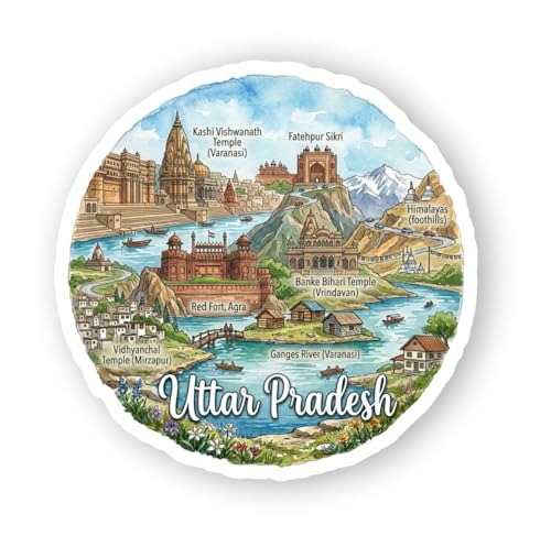 Image of Uttar Pradesh Textured Finish Acrylic Fridge Magnet -UV Texture Printed, Stylish Multicolor Magnet for Fridge, Wardrobe & Metal Surfaces, Pack of 1 (Uttar Pradesh 1)