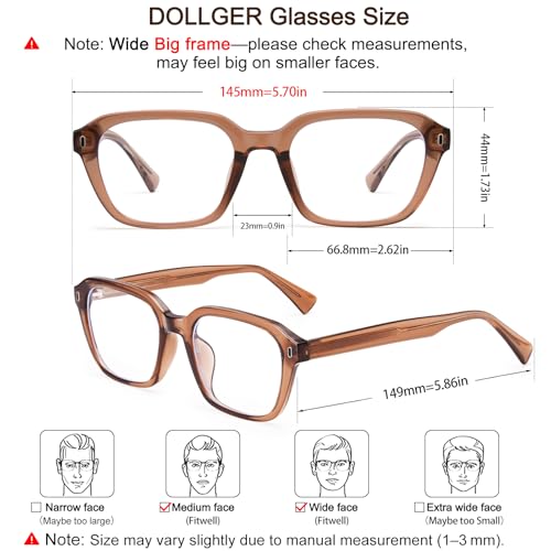 Image of Dollger Blue Light Glasses Men Vintage Thick-Framed Rectangle Non-Prescription, For Computer,Gaming, Phone Use