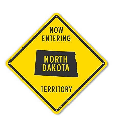 Panneau aluminium Now Entering North Dakota Territory plaque jaune 10x10